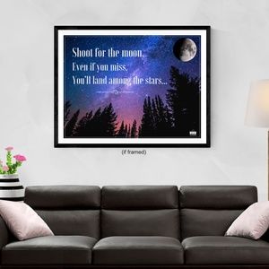 Shoot for the Moon Poster Inspirational Quote Art